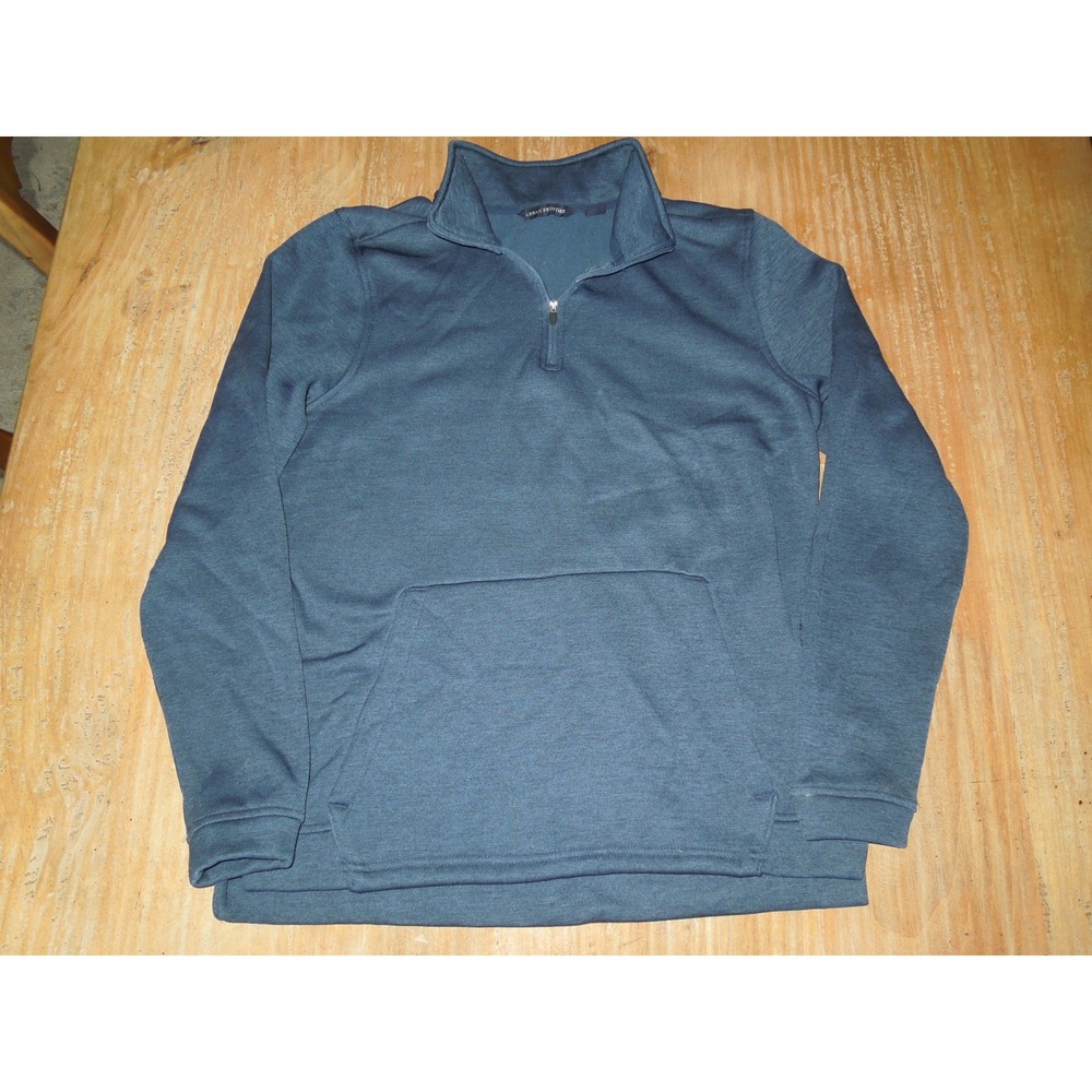 Urban Frontier Mens Quarter Zip‎ Pullover Blue Fleece Kangaroo Pocket Size M
